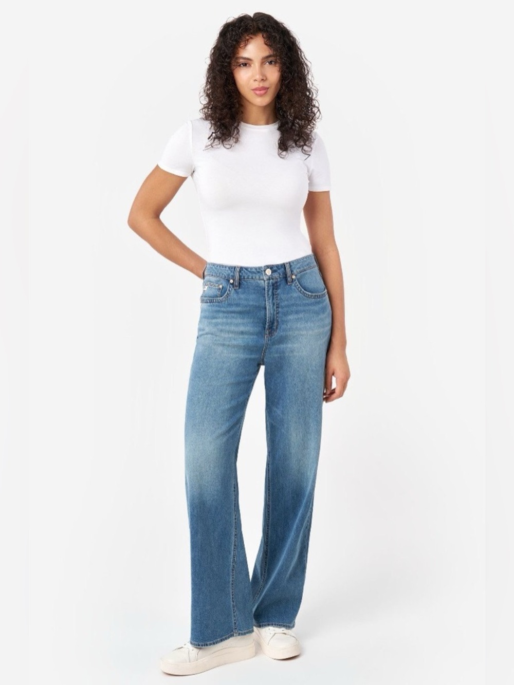 Seven7 Featherlight Straight Wide Leg Jeans in Size 12 Blue Denim - Picture 3 of 16